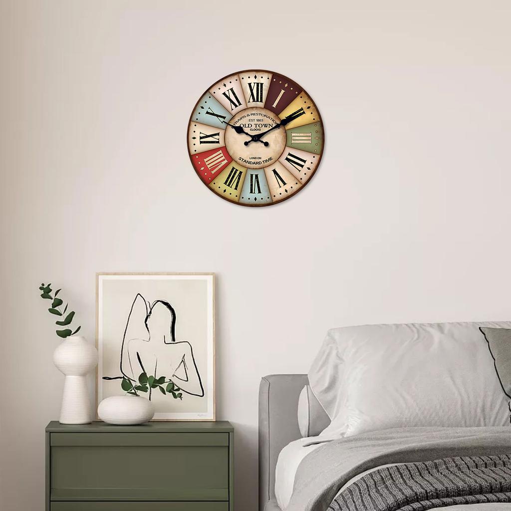 [10-14Inch] High-Quality 1 High-Quality Wooden High-Quality Patterned High-Quality Wall High-Quality Clock, High-Quality Silent High-Quality Running