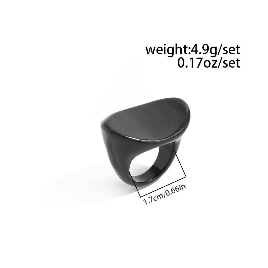 KunJoe Simple Black and Beige Chunky Resin Acrylic Rings for Women Retro Geometric Irregular Knuckle Ring Jewelry Accessories