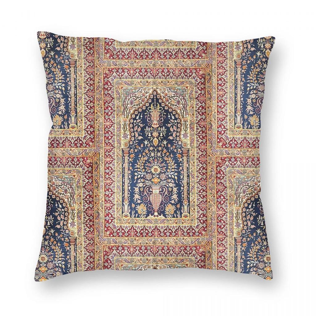 Turkish Antique Carpet Square Pillowcase Polyester Linen Velvet Pattern Zip Decor Throw Pillow Case Home Cushion Cover