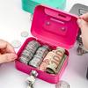 Secure Metal Keylock Storage Box Vault Adult Penny Bank Coin Saver Cash Deposit Register for Daily Home Office Use 4.5*3.8*2.3in