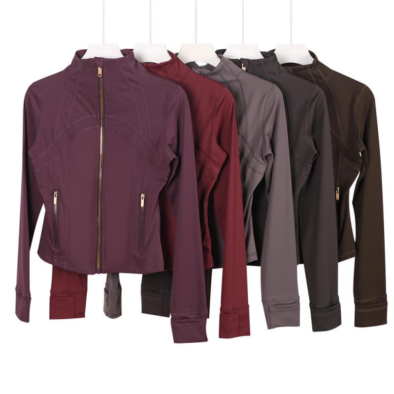 Lulu Logo Slim-Fit Ladies' Stand-Collar Jacket with Gold Zipper, Long-Sleeved Sports Fitness Outerwear