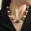 Retro Leopard Print Beaded Sweater Chain Light Luxury Maillard Exaggerated Punk Style Personalized Jewelry