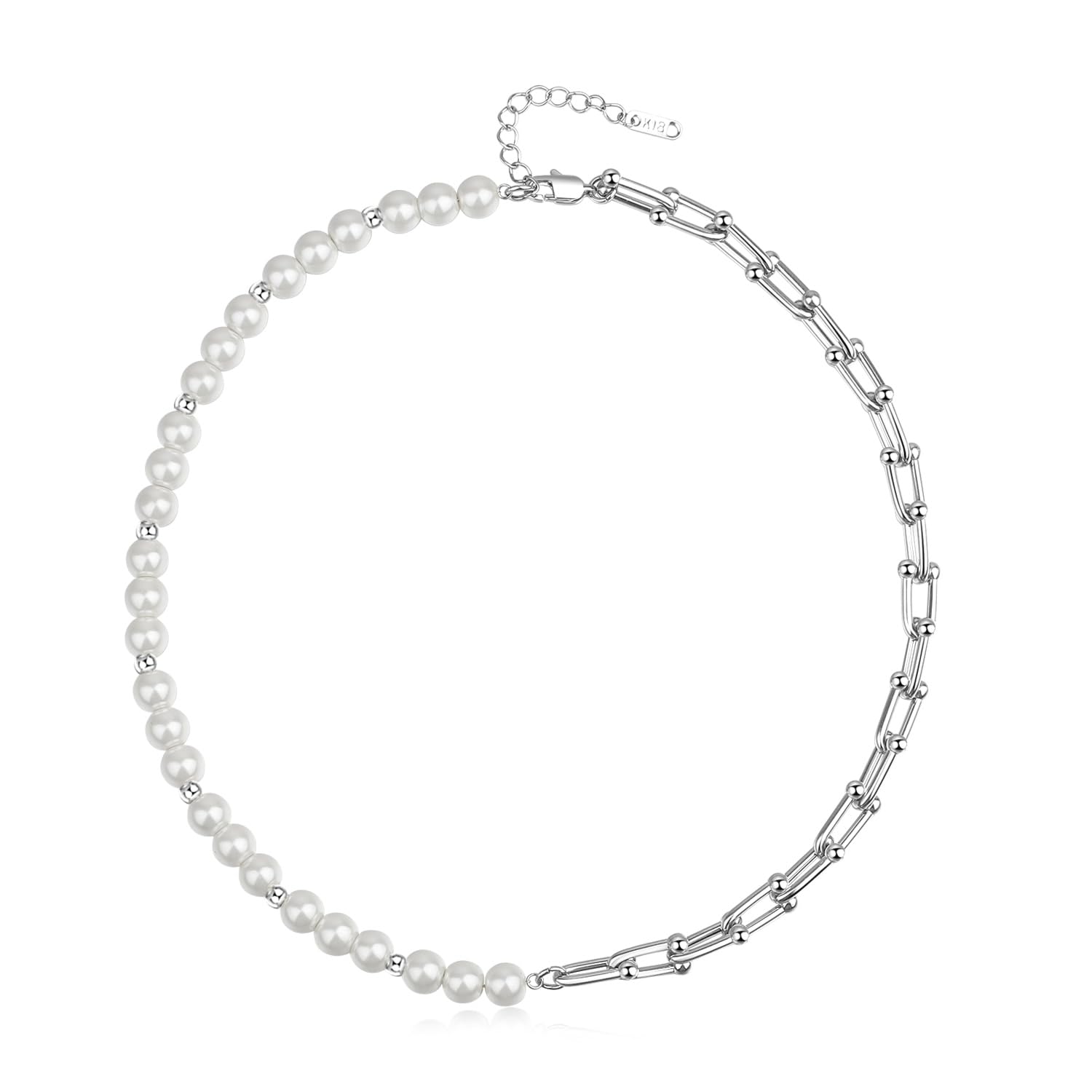 

[Lucliss] 316L Pearl Necklace, U-Chain, Surgical Stainless Steel, Gold Chain, Pearl