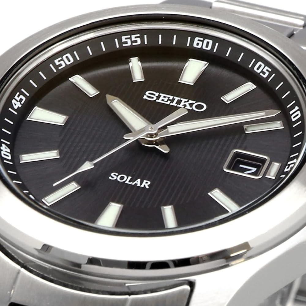 Seiko Solar Quartz Watch SBPN067 Silver Black Men's 40mm