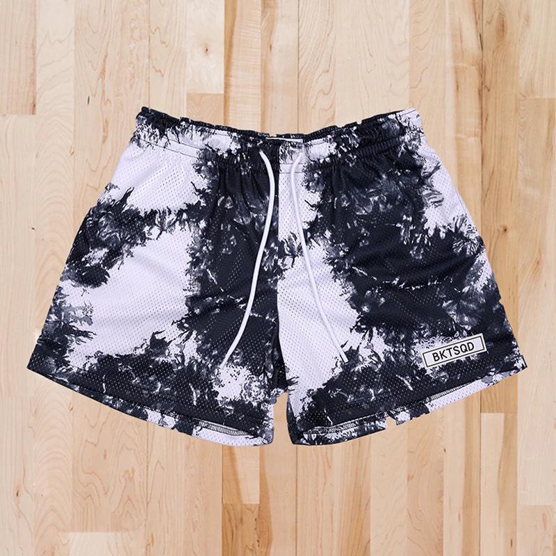 BKTSQD Men s Loose Fit Quick-Dry Ink-Splash Basketball Shorts Extra Large