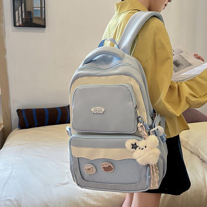 Color Block Student Schoolbag Women's Large Capacity Backpack Computer Bag