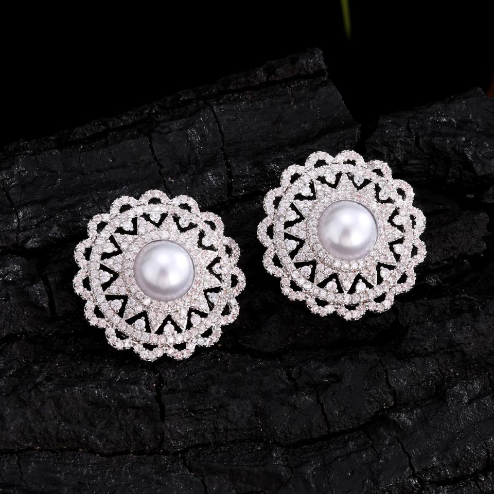 

ZAKOL Роскошные серьги-гвоздики с круглым цирконом AAA для женщин, серьги-гвоздики неправильной формы, темперамент, свадебная вечеринка, циркон