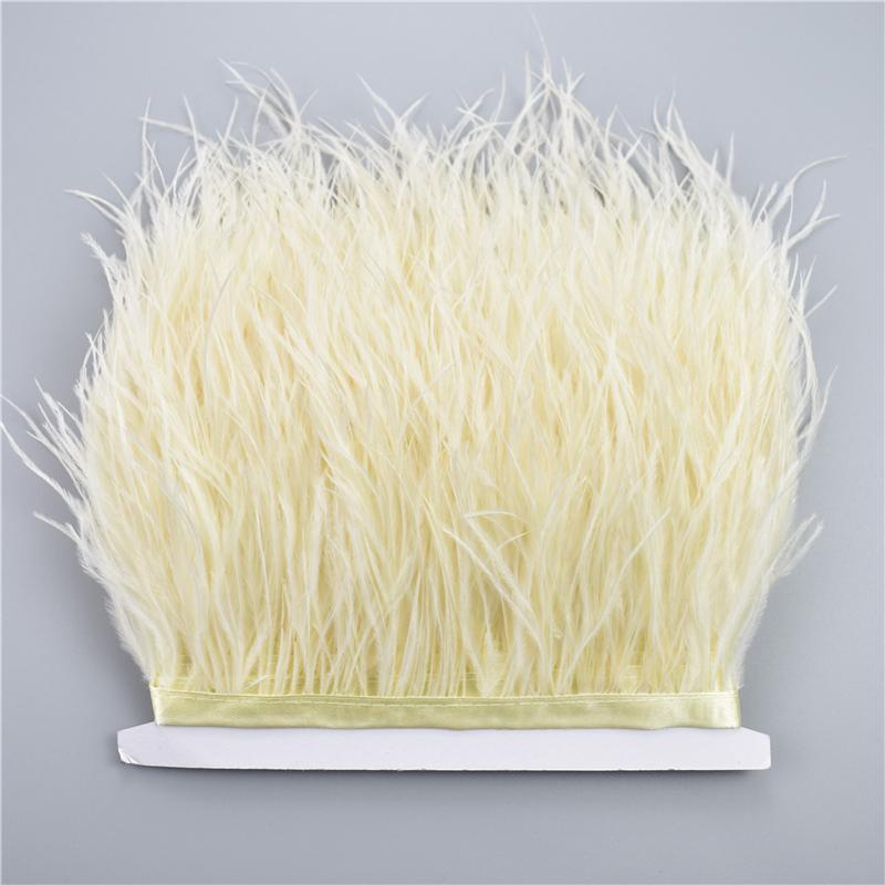 8-10cm Ostrich Feather Trims for Needlework and Handicraft Black Plume Skirt Decoration Natural Feathers Ribbon Fringe