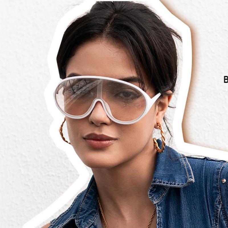 non-polarized Oversized Fashion Sun Glasses Women New Mirror Sports Goggle for Outdoor Cycling Trendy Stylish Brand Design Shades