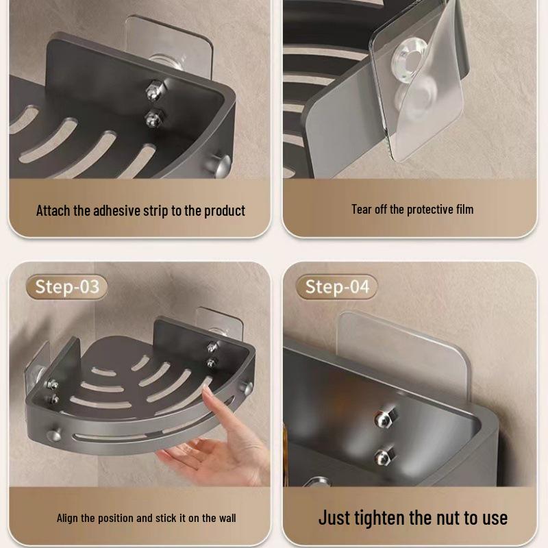 Drill-Free Triangle Corner Shelf for Bathroom & Kitchen