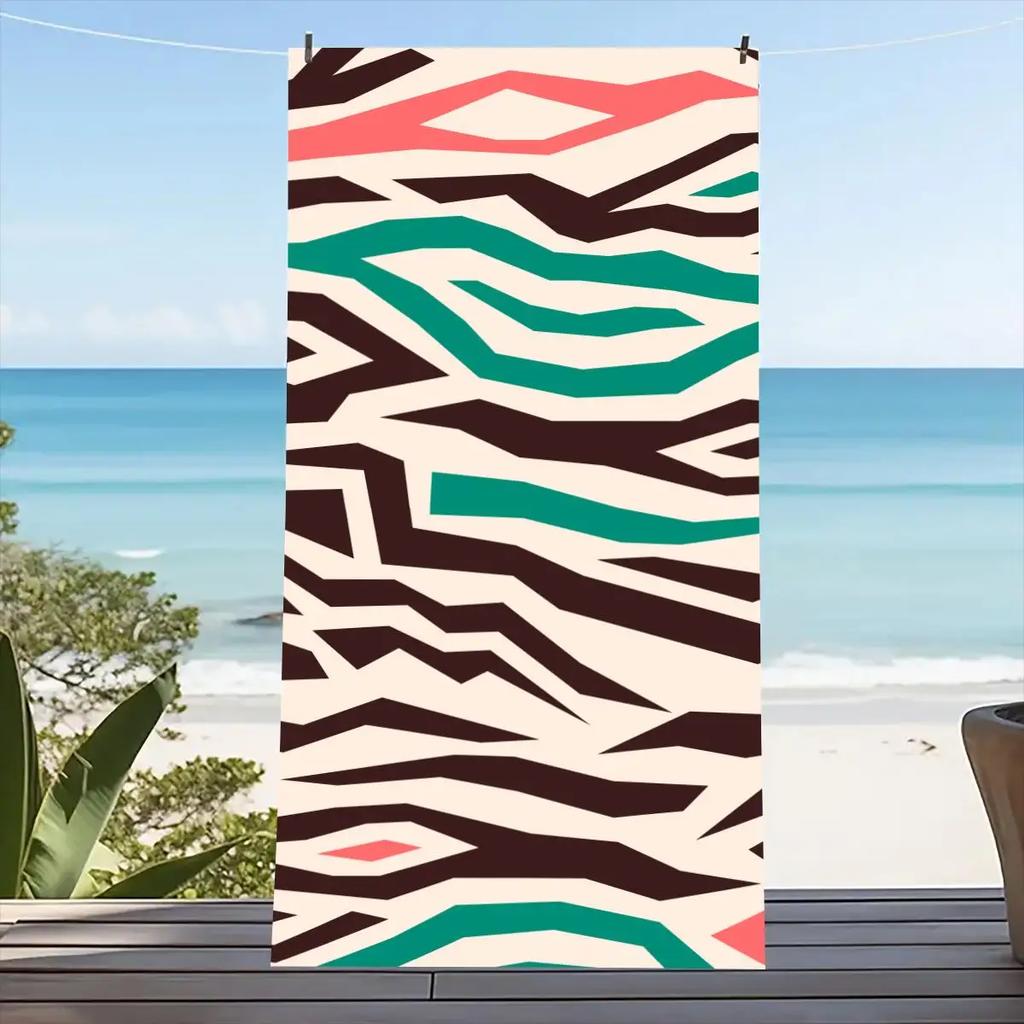 Geometry Print Beach Towel Quick-Dry Washable Beach Towels Sandproof Portable For Travel Swimming Camping Beach