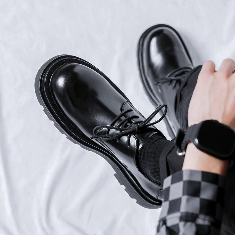 New Luxury Brand Platform Shoes Men Genuine Leather Loafers Shoes Thick-soled Black Business Shoes Slip-on Fashion Casual Shoes