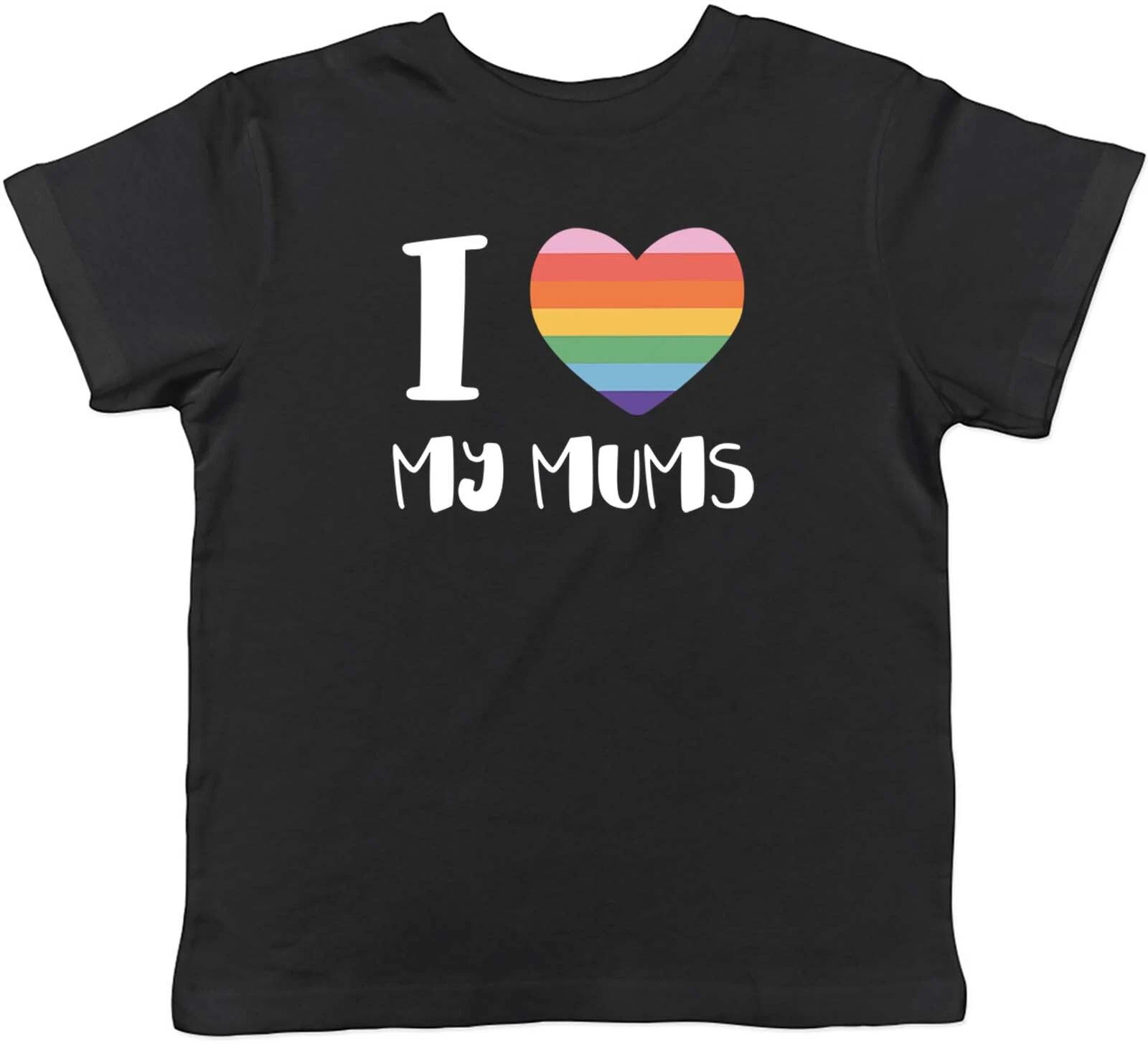 

Pride Rainbow Heart Kids T-Shirt I Love My Mums LGBTQ Childrens Boys Girls Gift 160