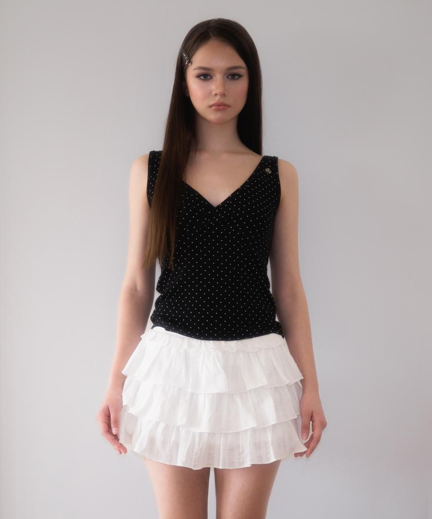 Rose Franz Lovely Flare Cancan Mini Skirt [White]