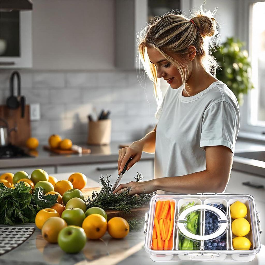 Cross-Border Drain Storage Box: Portable Multigrid Sealed Food Container for Refrigerator and Kitchen.