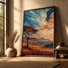 Nature Landscape Wall Art Western Sunset Scenery Canvas Painting Vintage Poster Print for Living Room Bedroom Wall Decor