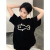 Pure cotton black short-sleeved women's t-shirt new popular summer unique design niche top loose t-shirt