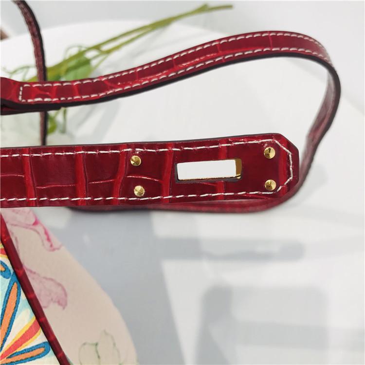 2021 Neue Platin-Tasche bordeauxrotes Krokodilmuster mit bemaltem Giraffenmuster Rindsleder erste Schicht tragbar Schultertasche Umhängetasche