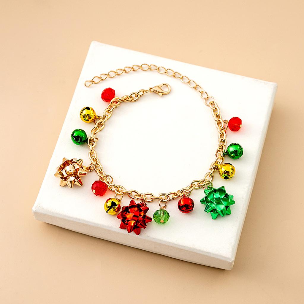 Christmas Elk Bell Bracelet, Cartoon Oil Drip Adjustable Santa Cane Sugar Bracelet Female