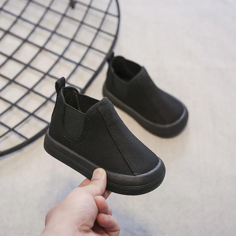 Girls Boot Fashion Ankle Boot for Girl Autumn New Plush Warm Cotton Shoe Canvas Child Sneaker Boy Soft Bottom Non-slip Snow Boot