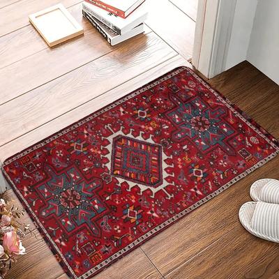 Bohemian Floral Patterned Area Rug Artistic Ethnic Print Carpet Soft Floor Mat For Entryway Bedroom Living Room Home Decor