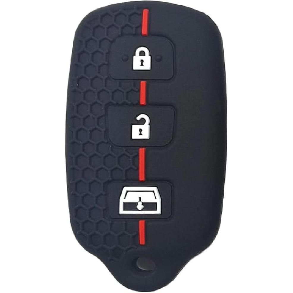 4 Buttons Silicone Key Fob Cover for Toyota 1999-2009 4Runner 2001-2008 Toyota Sequoia, Keyless Remote Holder for HYQ12BAN HYQ1512Y HYQ12BBX (Black)
