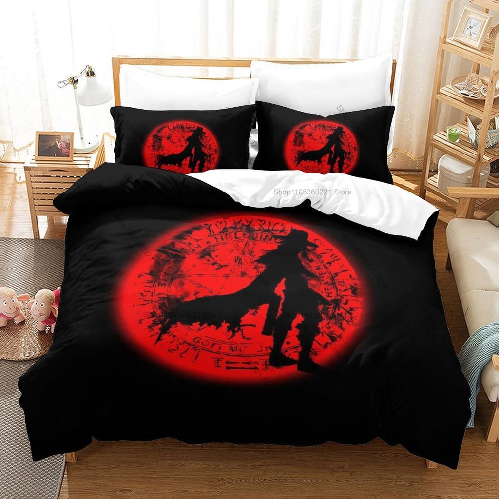 Kpop Hellsing Alucard Bedding Set 3 Piece Duvet Cover Set Gothic Vampire Bedroom Decor All Sizes For Kpop Fans