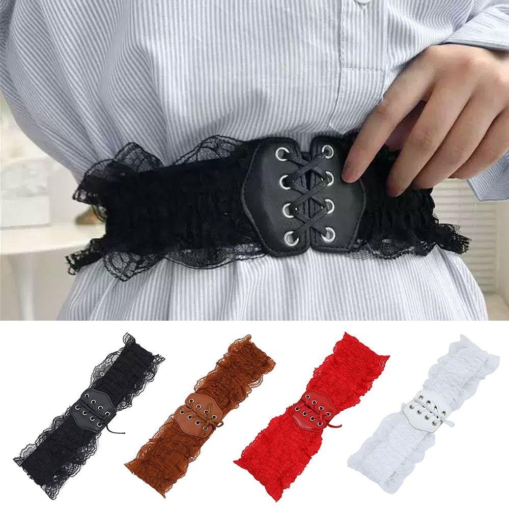 Retro Lace Wide Waist Belt Decorative Body Shapewear Fashion Waist Seal  For Women Lady Girl Bridal