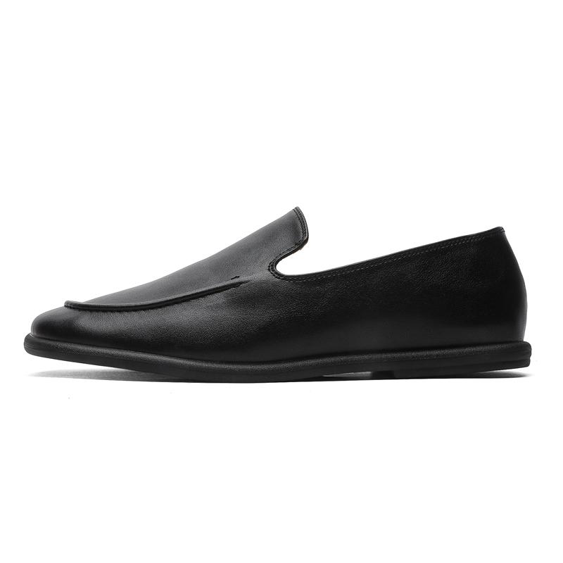 

Мужские лоферы слипоны из натуральной кожи в британском стиле, на плоской подошве, удобная повседневная обувь для поездок на работу/офиса/ежедневной носки, обувь для ходьбы 46 чёрный