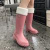 Fashion Women's Tall Water Shoes Long Rain Boots Adult Non-slip Warm Women's Water Boots Velvet Waterproof Glue Shoes