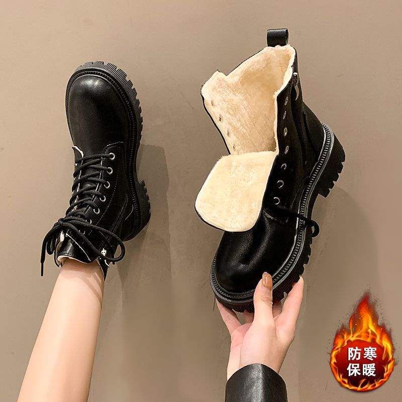Skinny Martin boots women's 2025 autumn and winter new thick-soled heightening tide casual versatile British style handsome short boots
