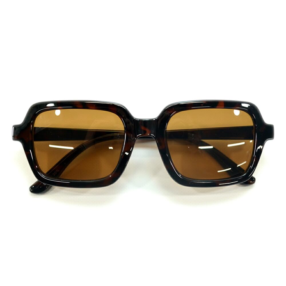 Sunglasses for Men and UV Fashion Square Thick Tinted Lenses [MERRY PLEASURE] Women, Protection, Glasses, Shape, Frame, (Lightly Tinted)