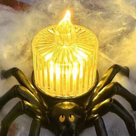 Halloween Candle Light Battery Operated Flameless LED Spider Tealights Electric Flickering Fake Candle Halloween Party Decoration