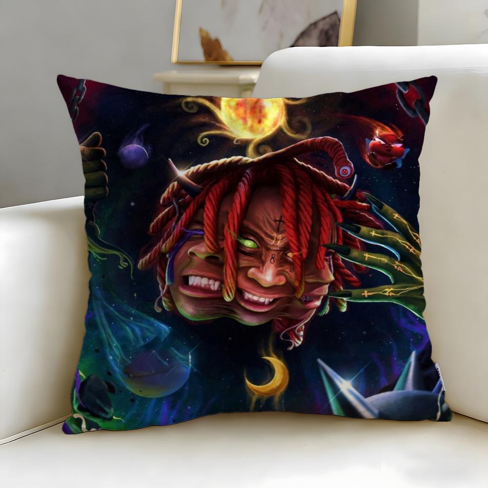 Popular Rapper Trippie Redd Cushion Cover Soft EasyWash Pillow Case Versatile for Couch Bed Travel and Office