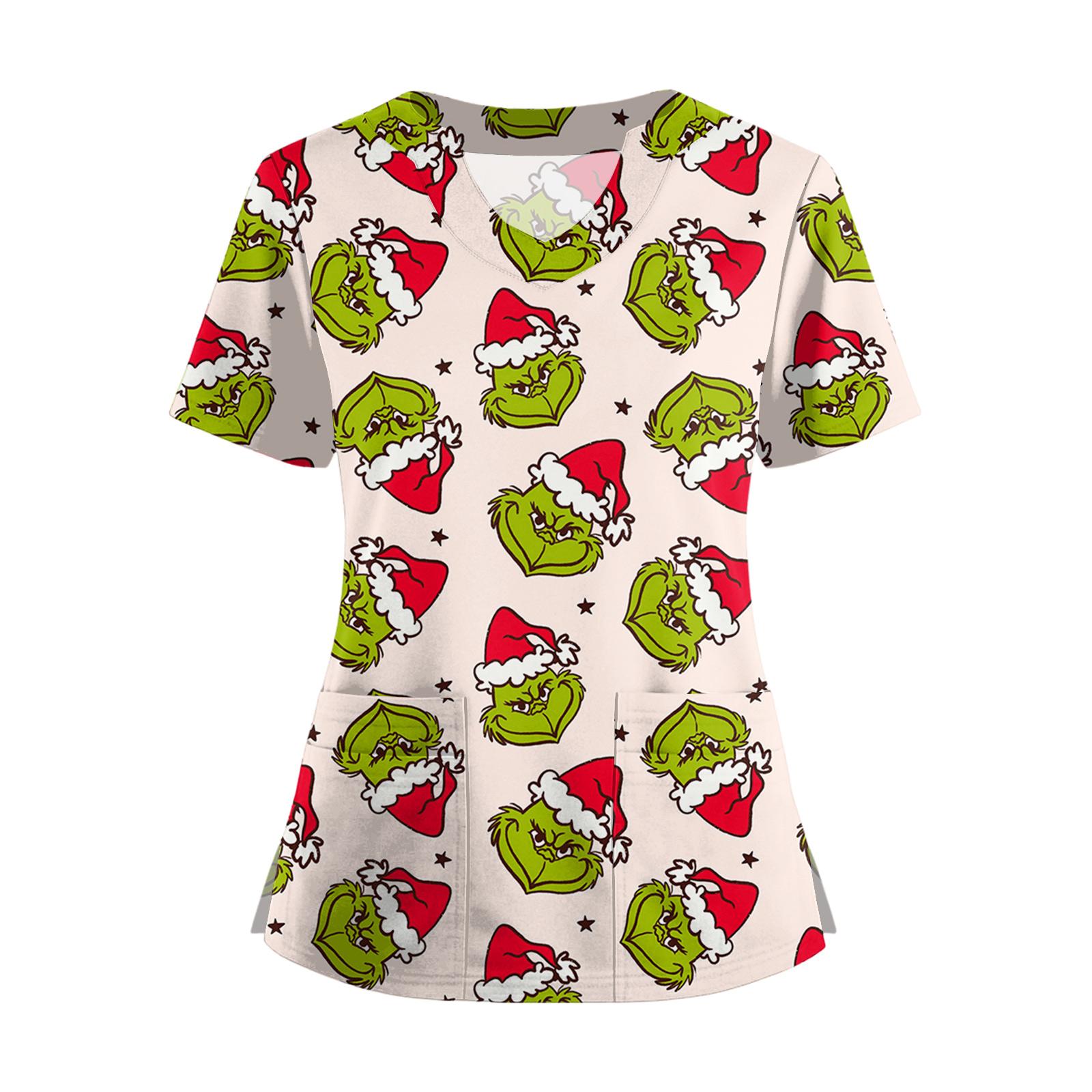 

Женская футболка с коротким рукавом, рождественским принтом, V-образным вырезом, на пуговицах сбоку и разрезом XXXXL