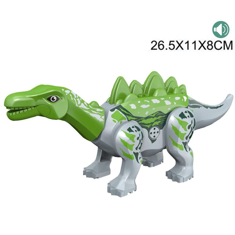 With Sound Assembled Building Blocks Dinosaur World T-Rex Velociraptor Triceratops Jurassic Animal Model Bricks Figure Toys Gift