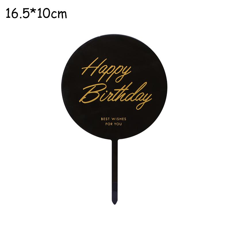 Creative Happy Birthday Acrylic Metal Cake Topper for Birthday Cake Decoration Cake Toppers Flags Wedding Birthday Party Decor