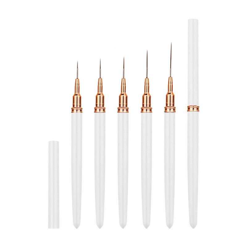 5 Pcs Nail Art Brush Pens for Gel Polish (4/8/12/20/25 Mm) Suitable for Long Nails, Precision Nail Art Brushes, Manicurists and Beginners