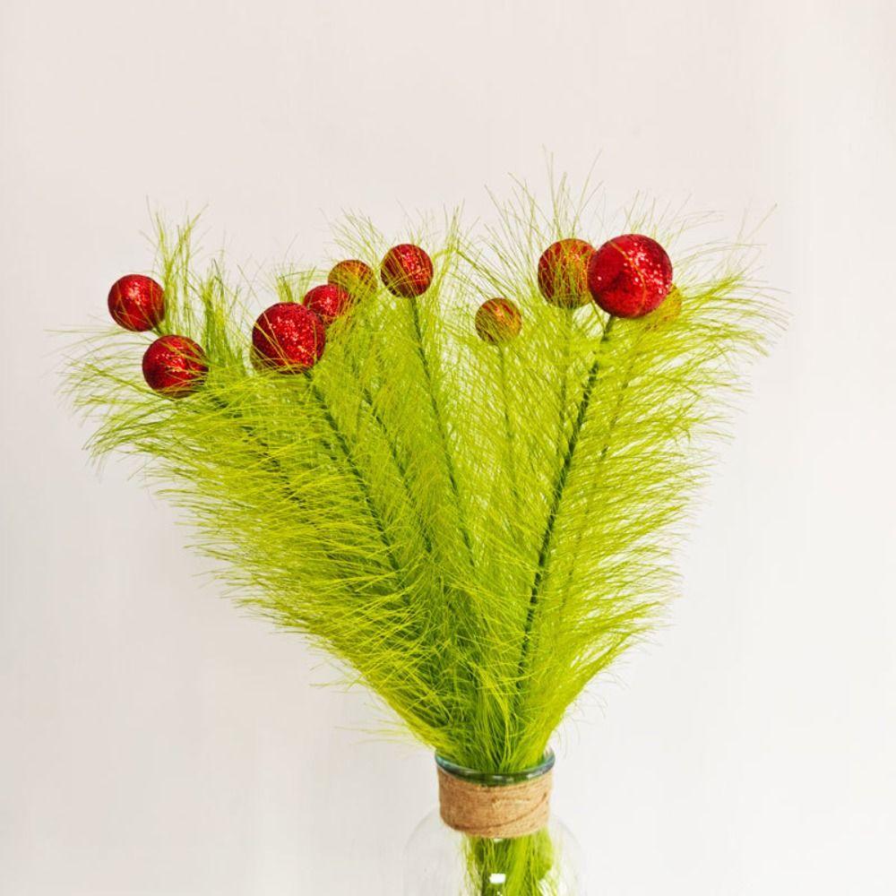 10 Stück Dekorative Simulation Grüne Pflanzen Künstliches Pampasgras Weihnachtsbaumspitze Weihnachten