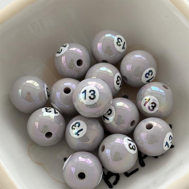 1Pc 16Mm Round Acrylic Big Hole Billiards Ball Loose Spacer Beads For Jewelry Making Diy Handmade Bracelet Findings