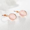 Women's Rose Gold Gemstone Earrings Elliptical Cat's Eye Stone Design Temperament Fashion Jewelry Romantic Dating Gift Accessories