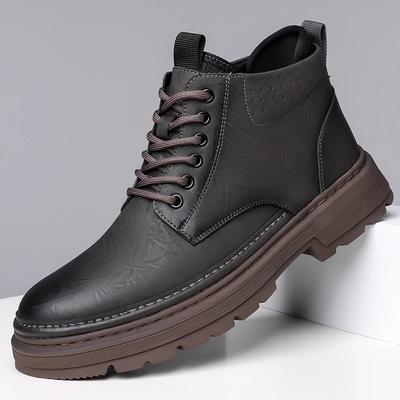 New Men's Boots High Top Leather Shoes Genuine Leather Breathable High Quality Casual Shoes Retro Fashion Lace Up Work Men Shoes