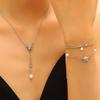 Earrings Necklace Star Shape Ear Studs with Imitation Pearl Detail Adjustable Chain Bracelet Dating Gatherings Jewelry Gift