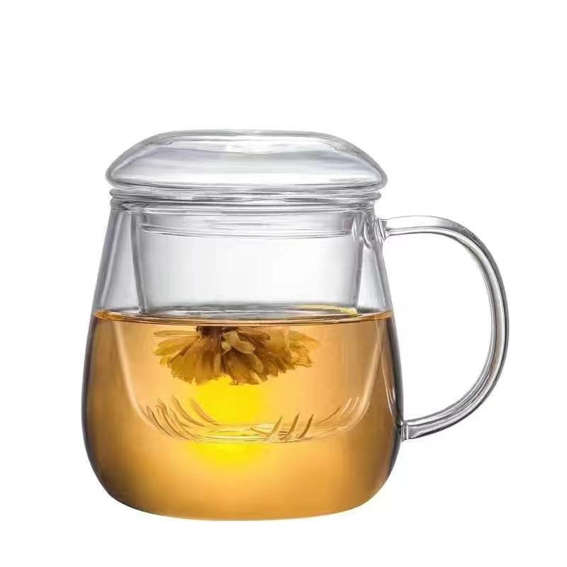 Bring a Glass Cup Flower Teacup Glass Teacup Tea Cup Filter Water Cup Juice Milk Cup