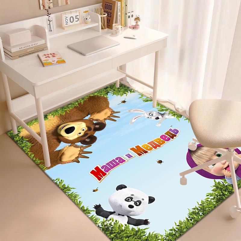 Russian animation Masha and the Bear Fairy Tale Cartoon Carpet Soft Home Living Room Bedroom Door Mat Outdoor Picnic Ground Mat rug T1