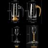 Crystal Glass Wine Glass Set Flagon Hip Flasks Wine Dispenser Drinkware Wine Set with Wooden Stand Spirits Winecup Wine Glasses