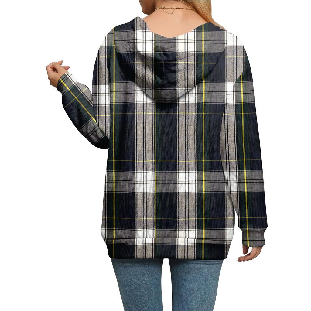 Dam Casual Mode Långärmad Dragkedja Jultryck Stickad Hoodie