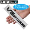 LABEL-X V8 Biturbo Skrift 3D Emblem Svart G63 S63 SL63 CL63 C63 CLS63 AMG