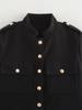 European and American Women's Retro Stand Collar Double-Breasted Short Jacket