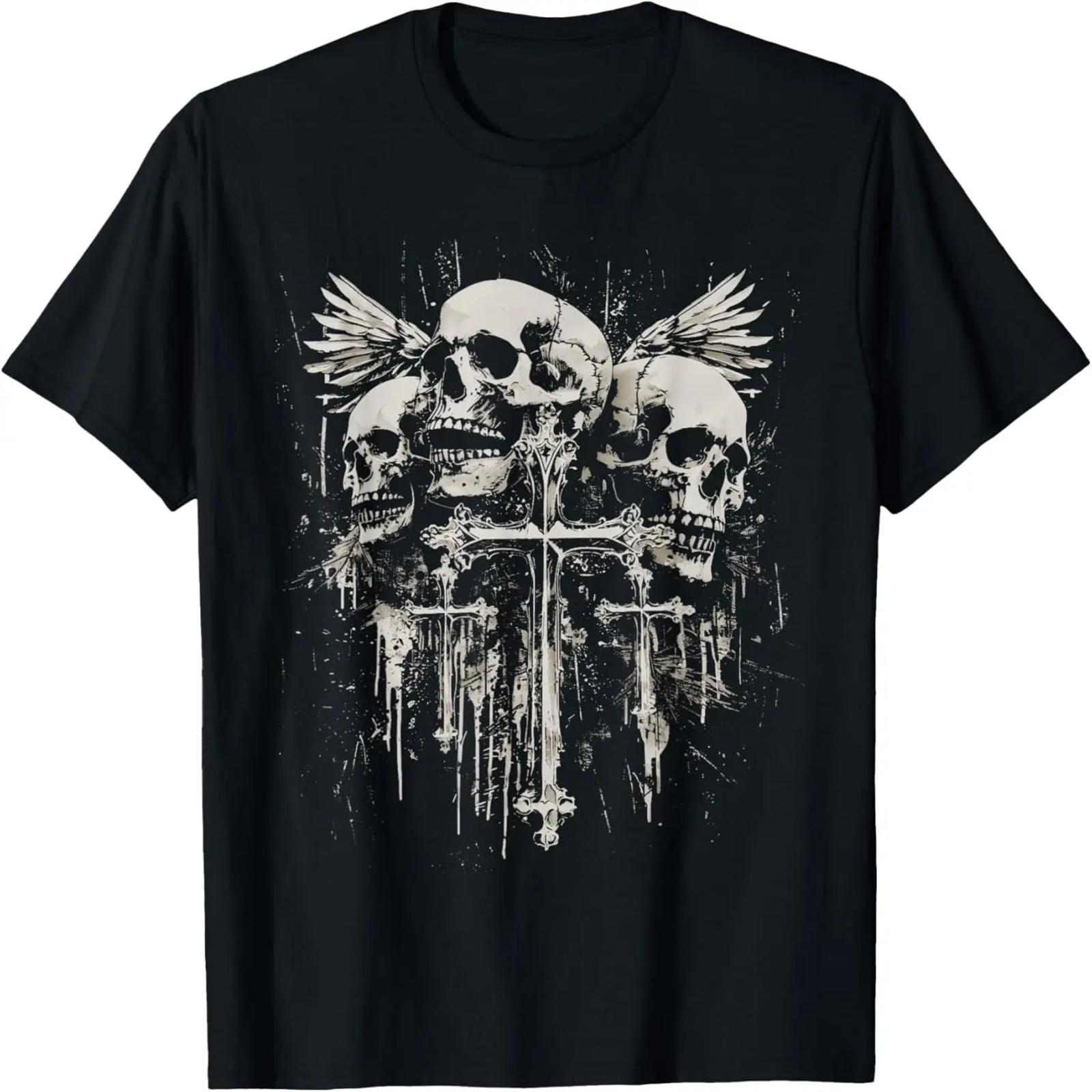 

Skull Cross Y2K Goth Alt Grunge Gothic Emo Aesthetic T-Shirt XXXXXL чорний
